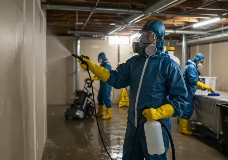 Basement Sanitization and Antimicrobial Treatment process in Chester Center, CT